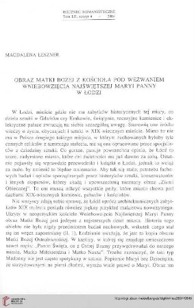 52: Obraz Matki Bożej z kościoła pod wezwaniem Wniebowzięcia Najświętszej Maryi Panny w Łodzi : =