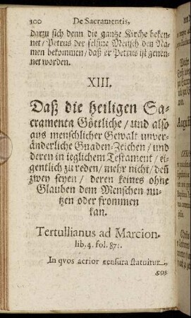 XIII. De Sacramentis, von den Sacramenten.