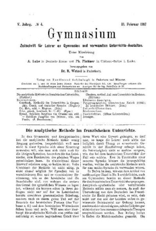 Die analytische Methode im französischen Unterrichte