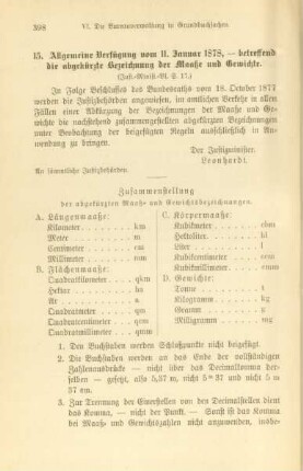 15. Allgemeine Verfügung vom 11. Januar 1878