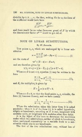 NOTE ON LINEAR SUBSTITUTIONS.