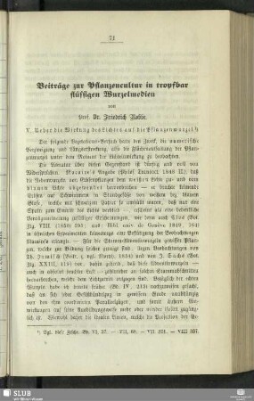 Beiträge zur Pflanzencultur in tropfbar flüssigen Wurzelmedien : V.