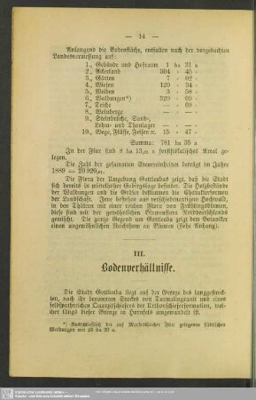 III. Bodenverhältnisse
