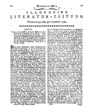 Monatsregister vom November 1786