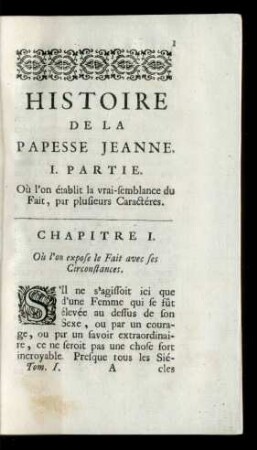 Chapitre I. Où l'on expose le Fait avec ses Circonstances.