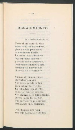 Renacimiento : En la Criolla, octubre de 1897