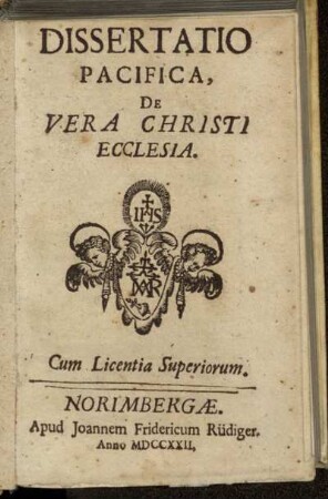 Dissertatio Pacifica, De Vera Christi Ecclesia
