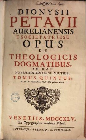 Opus de theologicis dogmatibus. 5