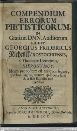 Compendium Errorum Pietisticorum