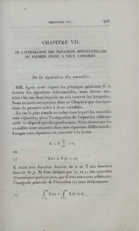 Chapitre VII. De L'Intégration Des Équations Différentielles Du Premier Ordere A Deux Variables.