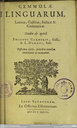 Gemmulae linguarum latinae, gallicae, italicae et germanicae