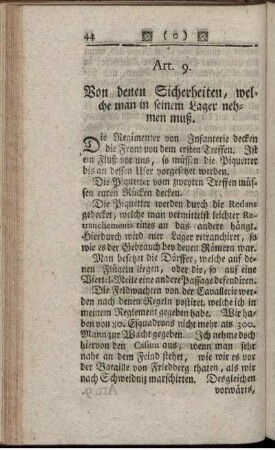 Art. 9. Von denen Sicherheiten, welche man in seinem Lager nehmen muß.