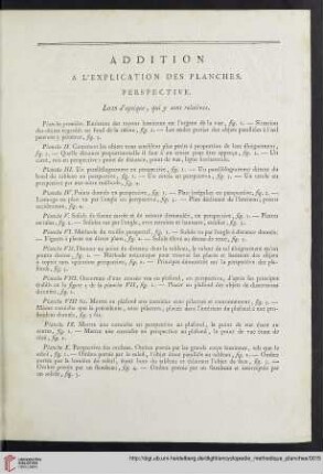 Addition a l'explication des planches