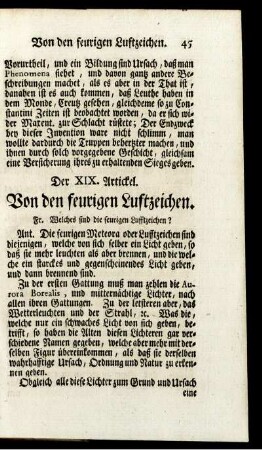 Der XIX. Artickel. Von den feurigen Luftzeichen.