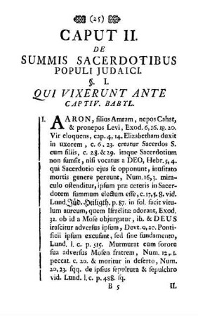 Caput II. De Summis Sacerdotibus Populi Judaici.