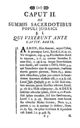 Caput II. De Summis Sacerdotibus Populi Judaici.