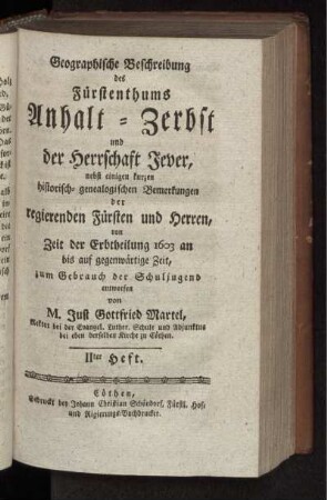 2: Geographische Beschreibung des Fürstenthums Anhalt [...]. 2