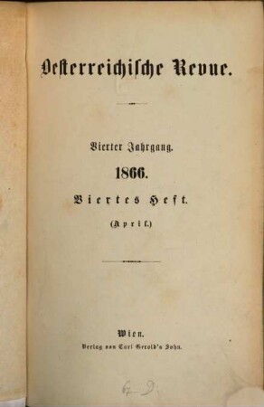 Österreichische Revue. 1866,4/6, 1866,4/6 = Jg. 4