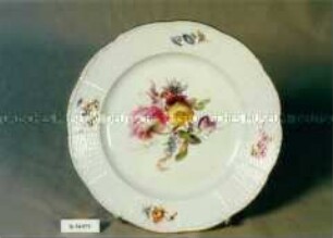 Teller, Modell Altozier mit Blumenmalerei