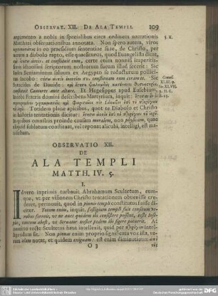 Observatio XII. De Ala Templi Matth. IV. 5.