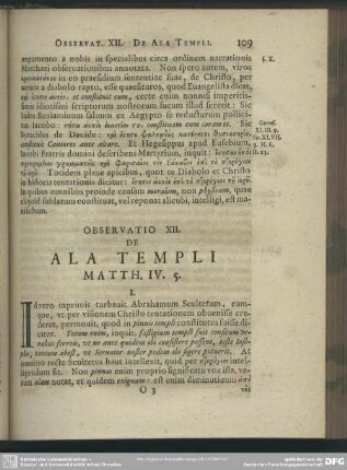 Observatio XII. De Ala Templi Matth. IV. 5.