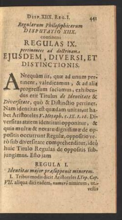 Regularum Philosophicarum Disputatio XIIX.