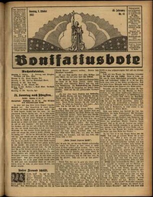 Erste Ausgabe vom Sonntag, den 09. Oktober 1932.
