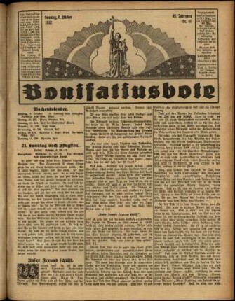Erste Ausgabe vom Sonntag, den 09. Oktober 1932.
