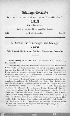 Sitzungs-Berichte. Juli bis December