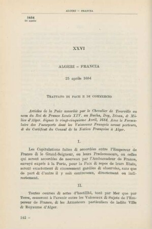 XXVI Algeri - Francia 25 aprile 1684