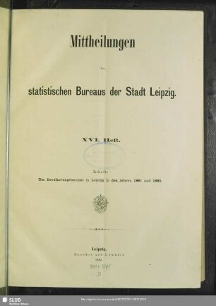 16.1883: Mittheilungen des Statistischen Bureaus der Stadt Leipzig
