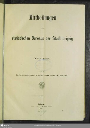 16.1883: Mittheilungen des Statistischen Bureaus der Stadt Leipzig