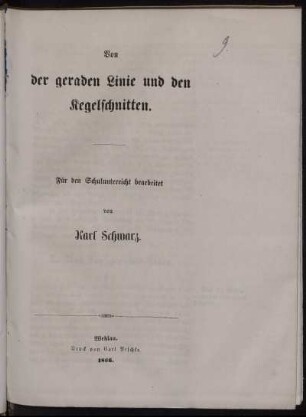 Von der geraden Linie und den Kegelschnitten