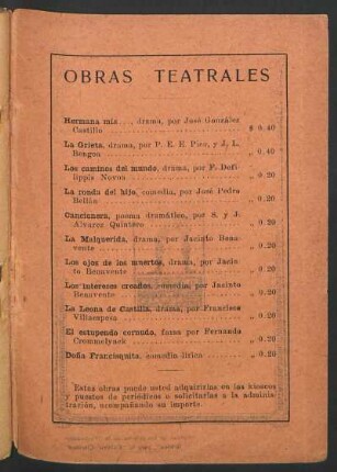 Obras teatrales [publicadas]