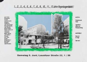 Plakat: "12 Jahre Regenbogenfabrik"