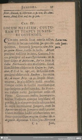 Cap. IV. Locum Natalem, Culturam Et Tempus Juniperi Ostendit