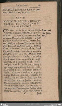 Cap. IV. Locum Natalem, Culturam Et Tempus Juniperi Ostendit
