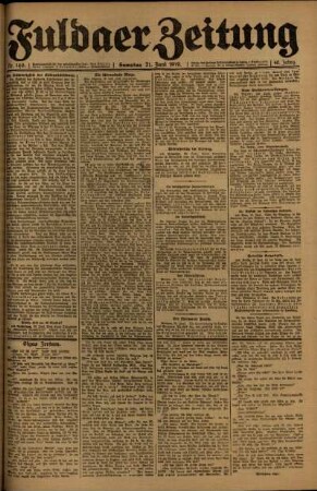 Erste Ausgabe vom Samstag, den 21. Juni 1919.