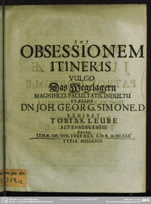 Obsessionem Itineris Vulgo Das Wegelagern