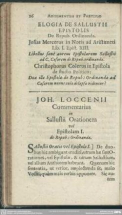 Joh. Loccenii Commentarius in Sallustii Orationem vel Epistolam I. de Repub : Ordinanda