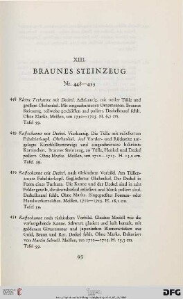 XIII. Braunes Steinzeug (Nr. 448-453)