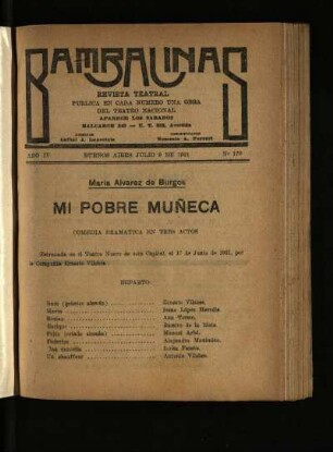 Mi pobre muñeca : comedia dramática en tres actos