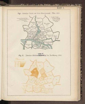 Tafel 1. Fig. 1. Städtische Bezirke und deren Einwohnerzahl Mitte 1899.