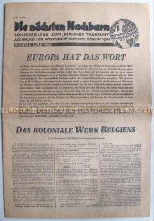 Sonderdruck des "Berliner Tageblatt" aus Anlass der Welthandelswoche Berlin 1932
