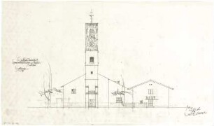 Gsaenger, Gustav; Immenstadt / Allgäu (Bayern); Ev. Erlöser Kirche, Pfarrhaus - Projekt II., Erweiterungsumbau u. Neubau Pfarrgebäude, Westseite (Ansicht)