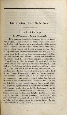 Grundriß der griechischen Litteratur : mit einem vergleichenden Ueberblick der Römischen, 1