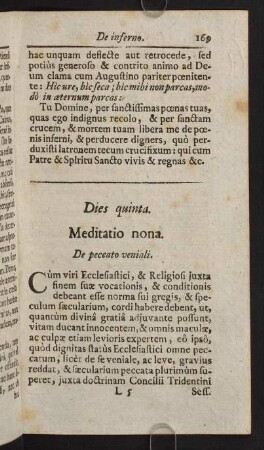 169-187, Dies quinta. Meditatio nona. De peccato veniali