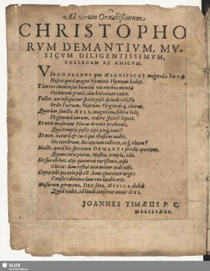 Ad virum Ornatißimum Christophorum Demantium