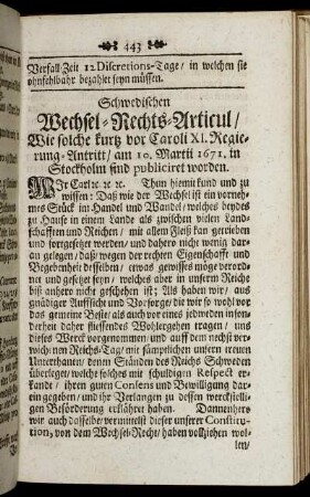 Schwedischen Wechsel- Rechts- Articul/...