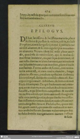 CLXXXVII. Epilogus